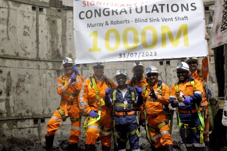 Murray & Roberts Cementation reaches milestone depth at PMC Vent Shaft