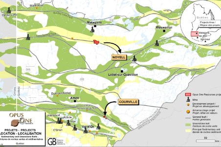 Opus One Gold resumes drilling on its 100% owned Noyell Gold Project, Abitibi, Quebec